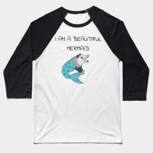 Opossum Mermaid Baseball T-Shirt